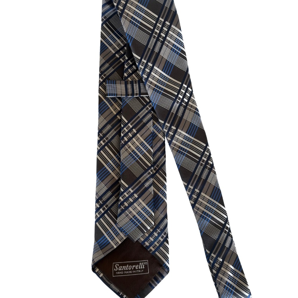 Santorelli Black and Blue Plaid Tie